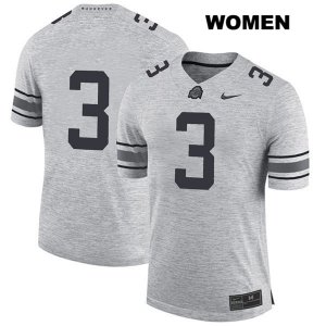 Women's NCAA Ohio State Buckeyes Damon Arnette #3 College Stitched No Name Authentic Nike Gray Football Jersey PS20Y57PF